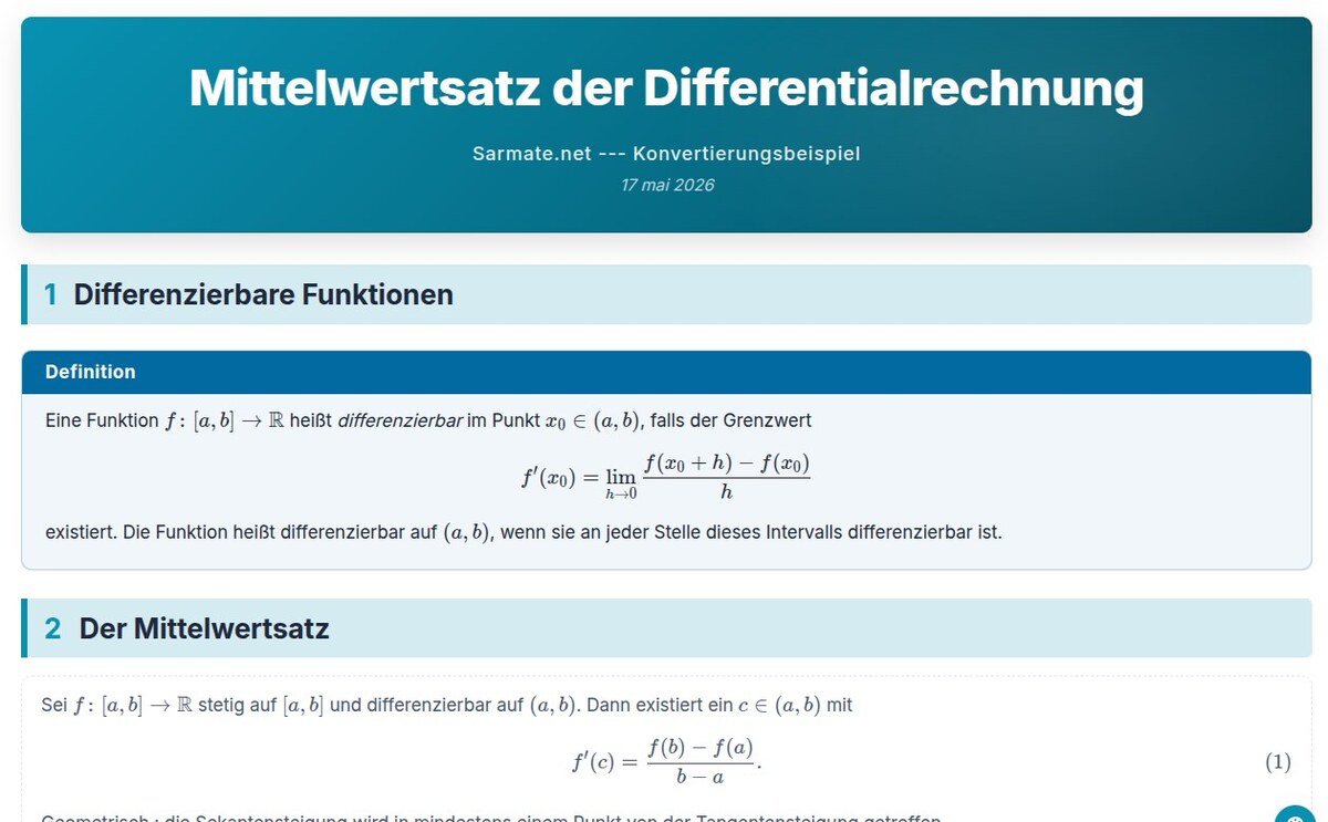 Mathpad-HTML-Vorschau des Kurses